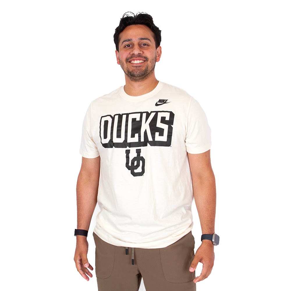 Interlocking UO, Nike, Brown, Crew Neck, Men, Natural, T-Shirt, 966660